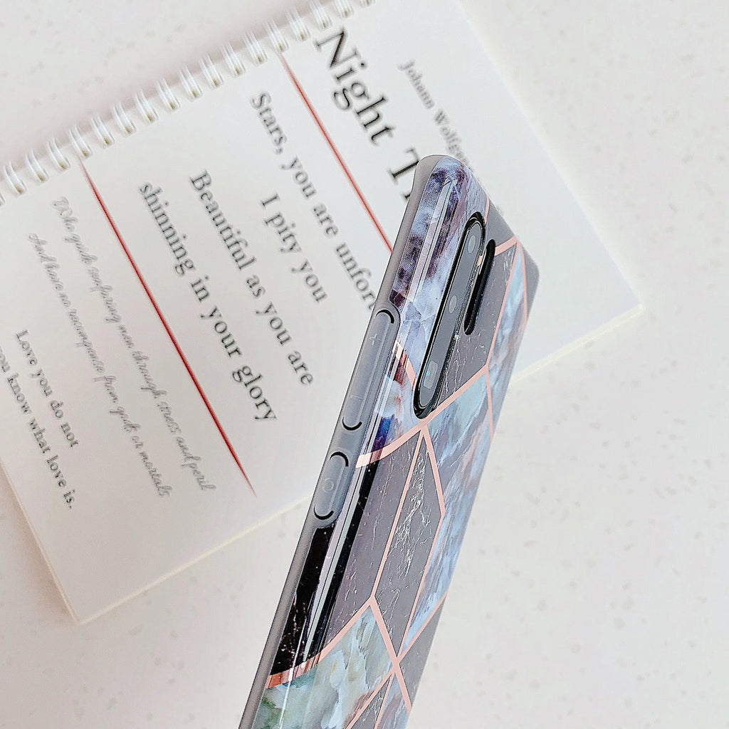 Electroplated marble pattern mobile phone case in TPU material for Huawei and Samsung smartphones