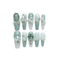 Camellia gradient chain artificial nails with bow and butterfly designs in multiple sizes