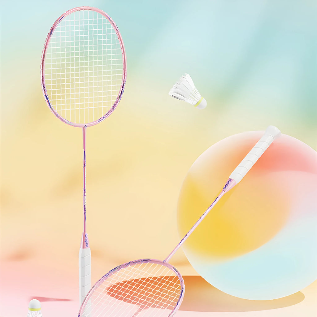 K520pro all-carbon fibre badminton racket in black with pink lines, 675mm length, G5 handle