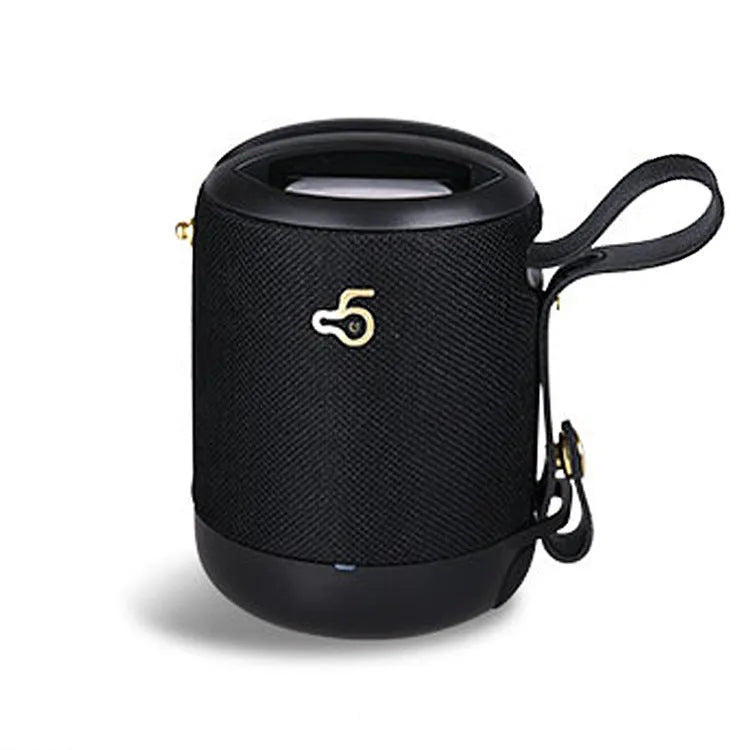 Waterproof portable Bluetooth speaker with leather texture in black, blue, camouflage, grey, or red colours