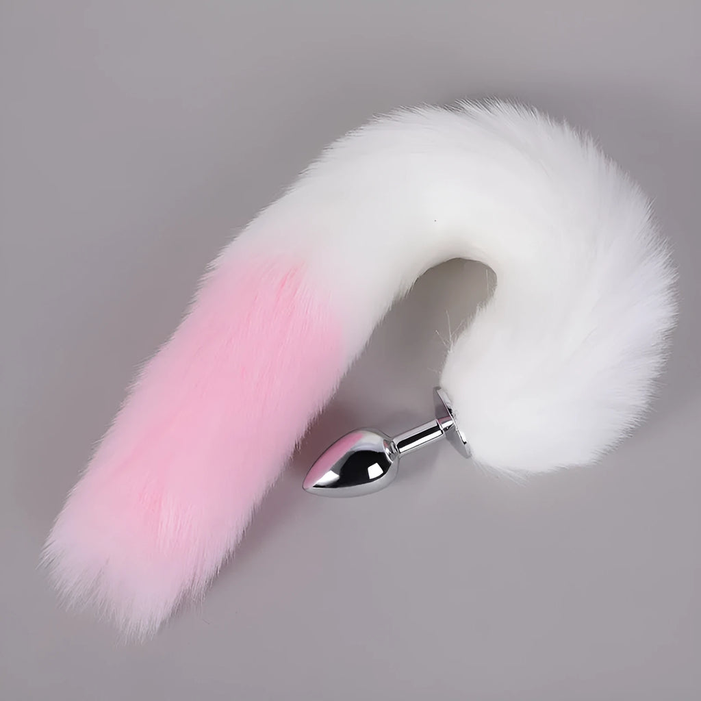 Pink PU leather anal docking plug toy on white background, 10cm length, beginner friendly