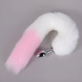 Pink PU leather anal docking plug toy on white background, 10cm length, beginner friendly