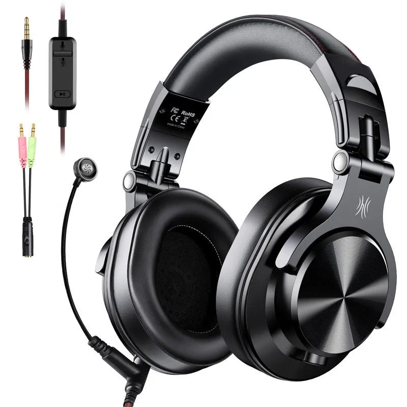 OneOdio over-ear headphones in black and red colour options, showing 40mm speaker drivers.