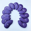 Set of 12 embroidered PU leather golf club head covers in assorted colours for iron protection