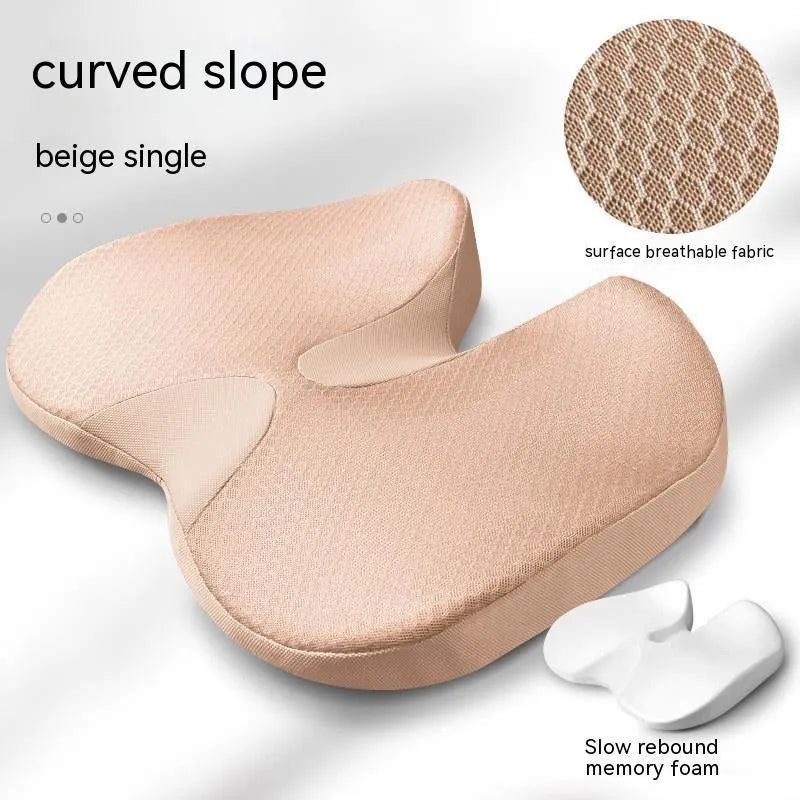 Curved bevel edge seat cushion for tailbone support in solid colour options