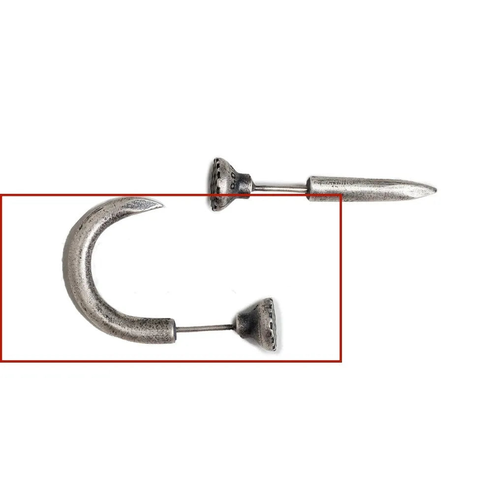 Sterling silver nail stud earrings in straight and curved punk designs