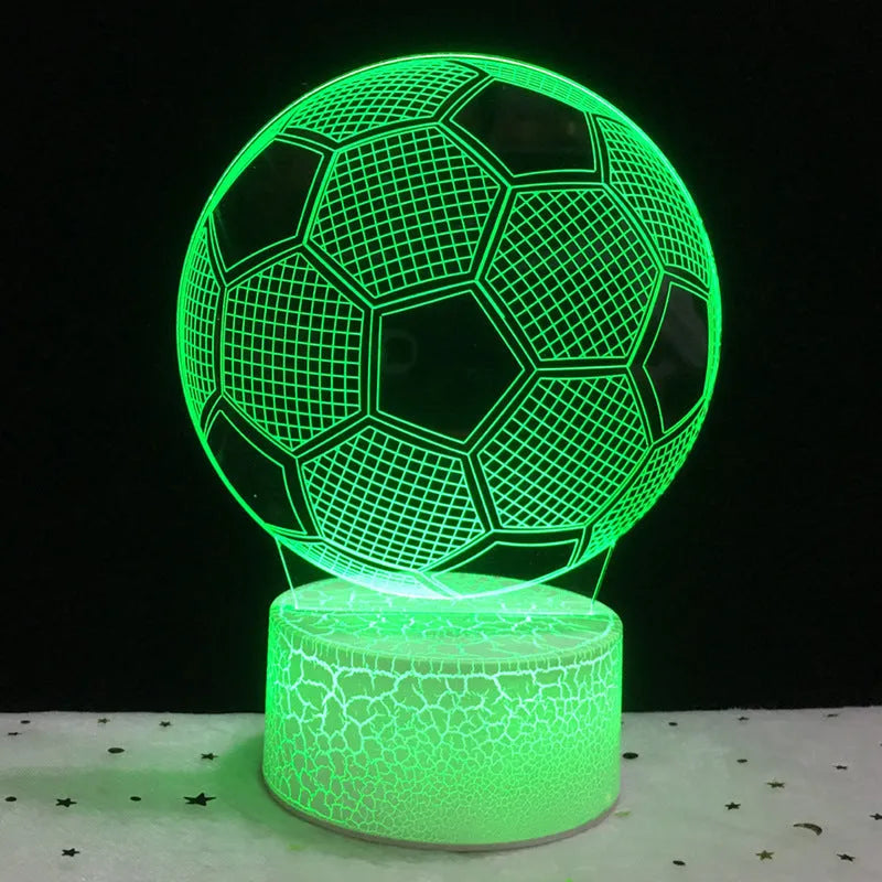3D football night light with colour-changing LEDs on square acrylic base