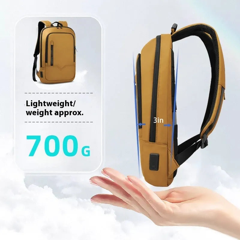 Small lightweight polyester commuter backpack with USB charging port in various colours