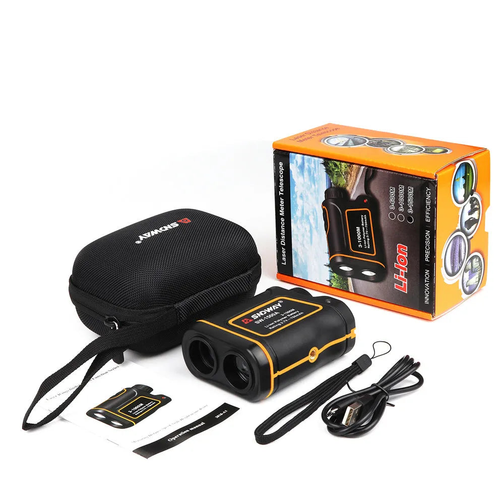 SW series handheld golf rangefinder showing compact black design with measurement display