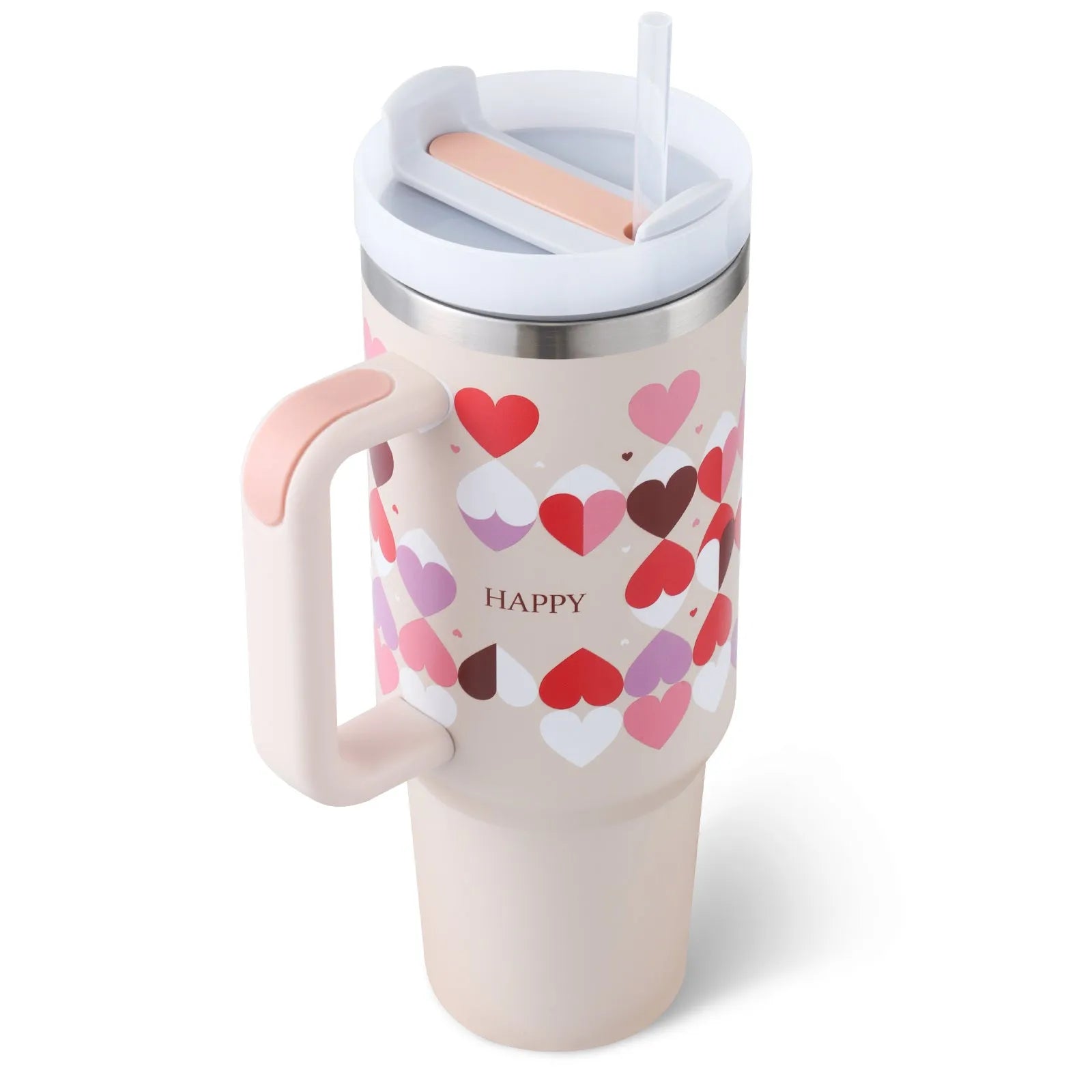 40 oz stainless steel insulated tumbler with handle and straw in multiple colours
