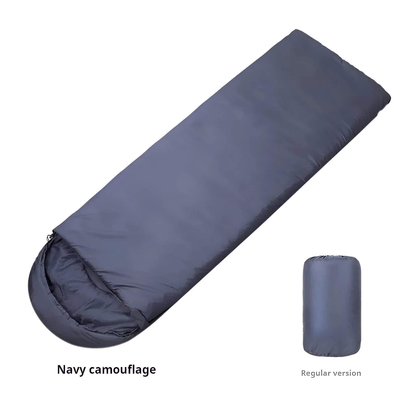 Navy blue envelope sleeping bag with hollow cotton insulation for adult camping