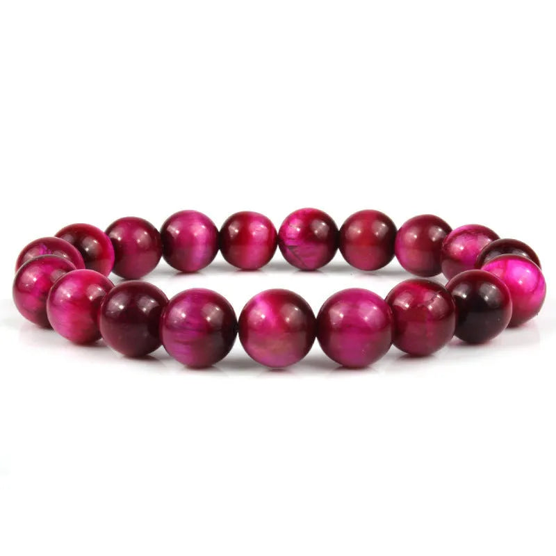 Natural tigereye crystal bracelet with geometric round beads in various colour options