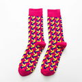 Funny chicken geometry pattern cotton socks for men and women, short novelty casual socks in multiple colours.