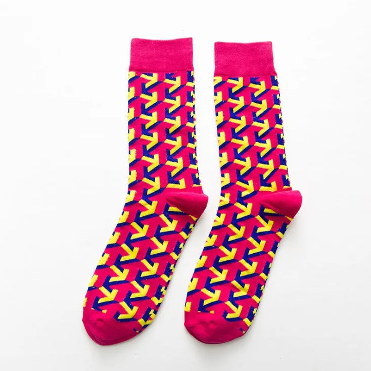 Funny chicken geometry pattern cotton socks for men and women, short novelty casual socks in multiple colours.