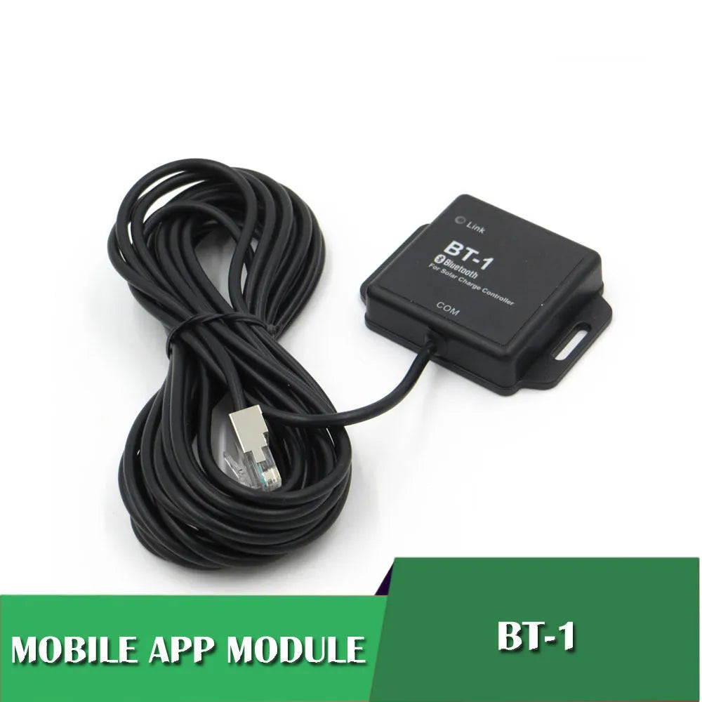 BT-1 solar panel charge controller for 12V and 24V battery systems with Bluetooth module