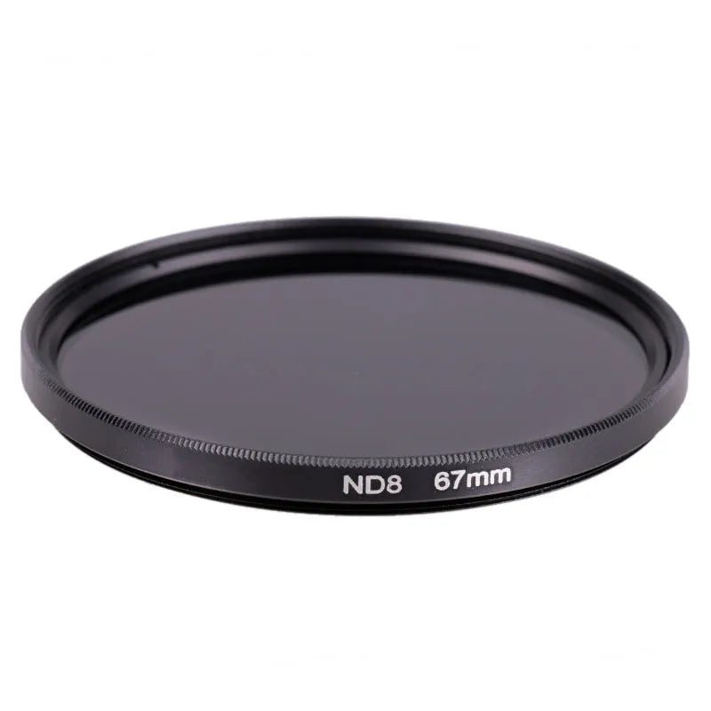 ND8 camera filter with aviation aluminium frame for 49mm to 82mm lenses