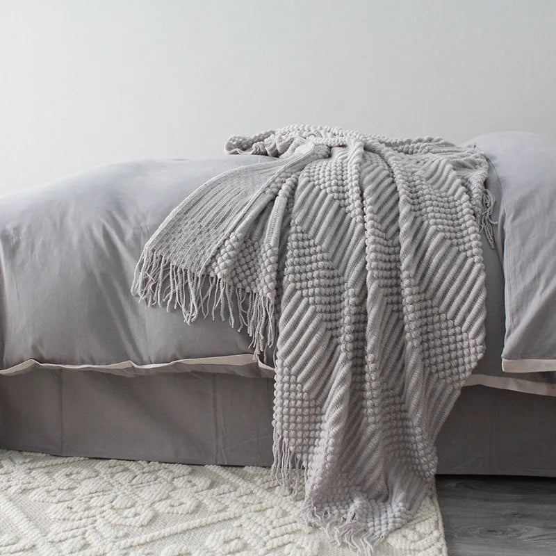127cm by 170cm polyester fibre nap blanket in dark grey, khaki, and light grey colour options