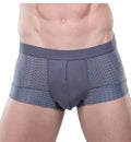 Men's ice silk U convex boxer briefs in black with mid-waist cotton-lined design
