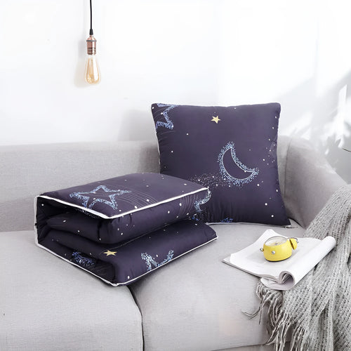 Set of decorative car pillow covers in Chinese style with cotton polyester blend in blue, gray, strawberry pie, car, stars, and whale colours.