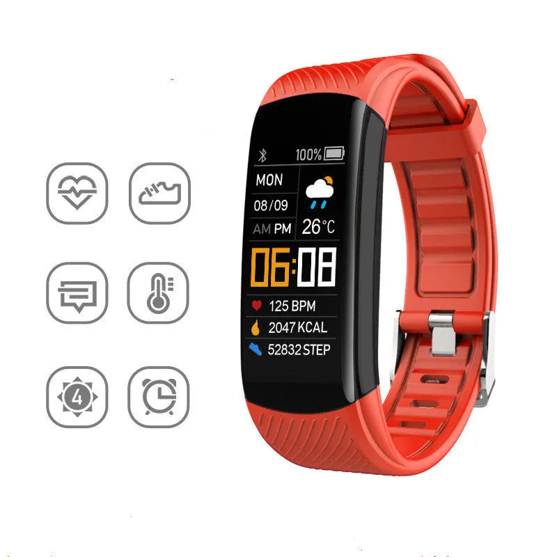Adult silicone pedometer bracelet with 0.96-inch touchscreen display in multiple colour options