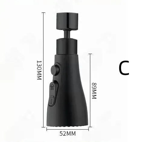 Universal pressurised kitchen faucet sprayer nozzle with rotating head in matte black finish