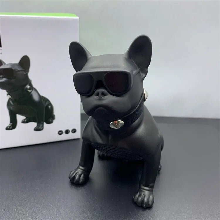 Mini Full Body Bulldog shaped Bluetooth speaker in black, red, or white colour options.