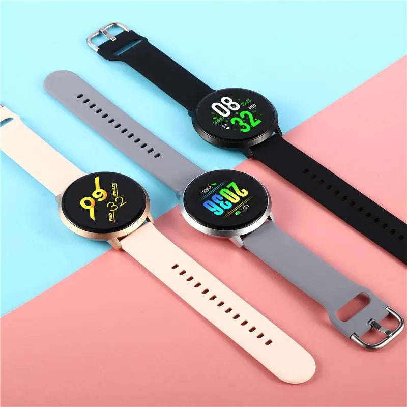 Ultra-thin zinc alloy smart health bracelet with 1.3-inch touch screen and silicone wrist strap