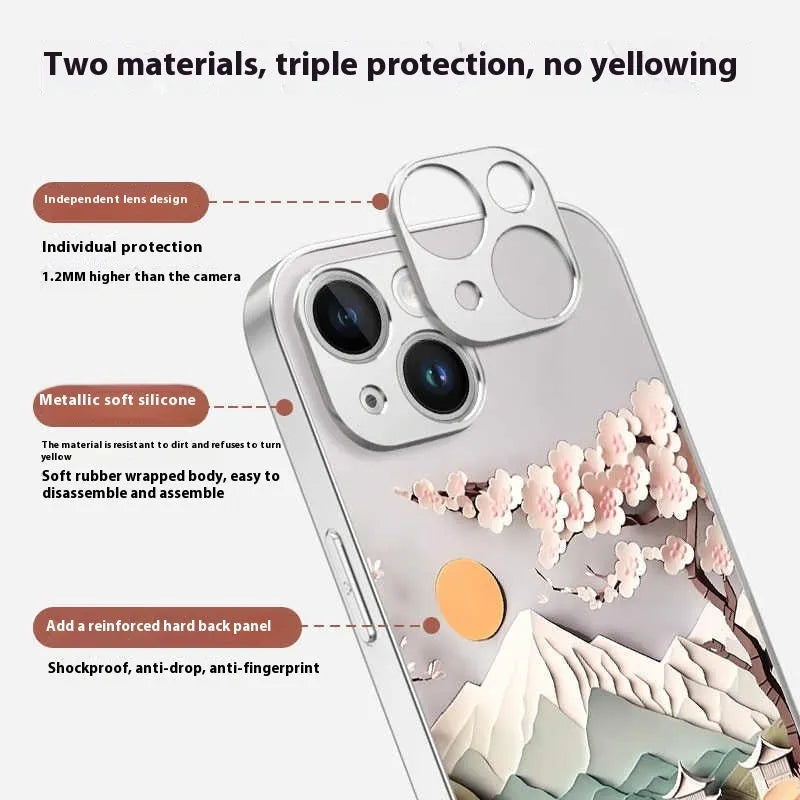 Silicone magnetic phone case with Lichun Mountain Map print for iPhone 16 Pro Max