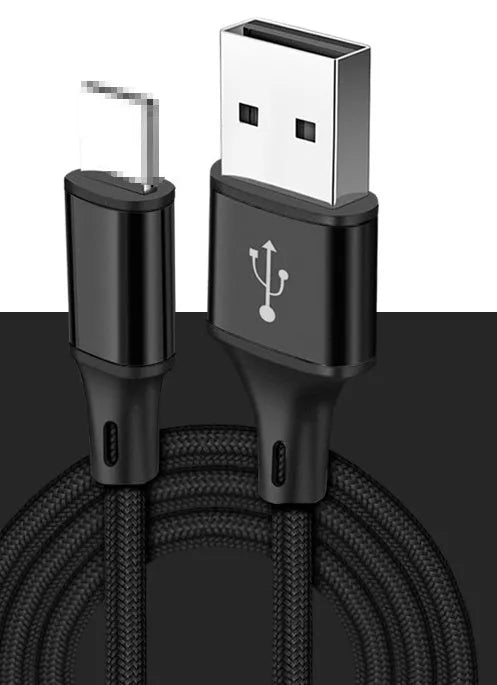 2m mobile phone data cable in multiple colours with USB and TYPE-C connectors