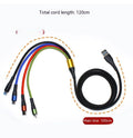 Four-in-one mobile phone charging cable with Android Apple TYPE-C connectors in 1.2 metre length