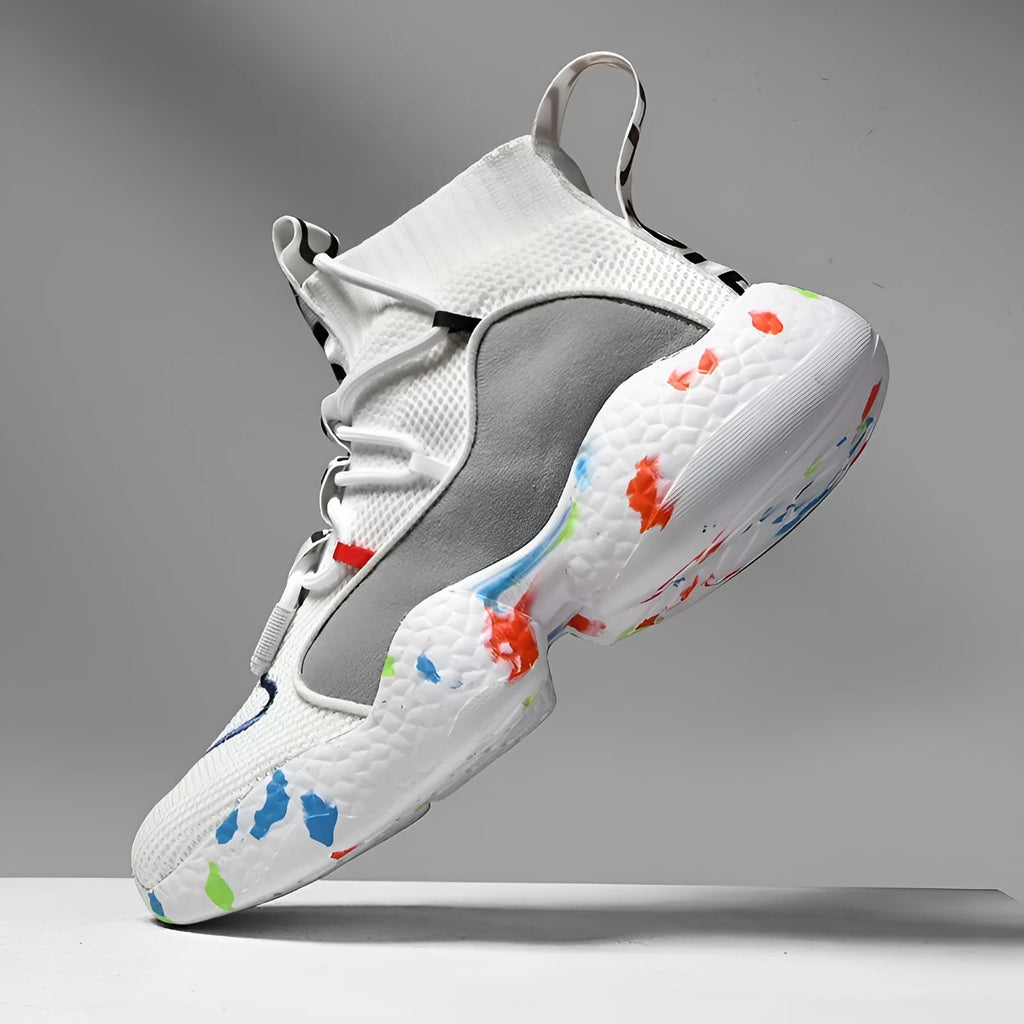 Men's camouflage mesh sneakers with vulcanised rubber sole for casual running and tennis