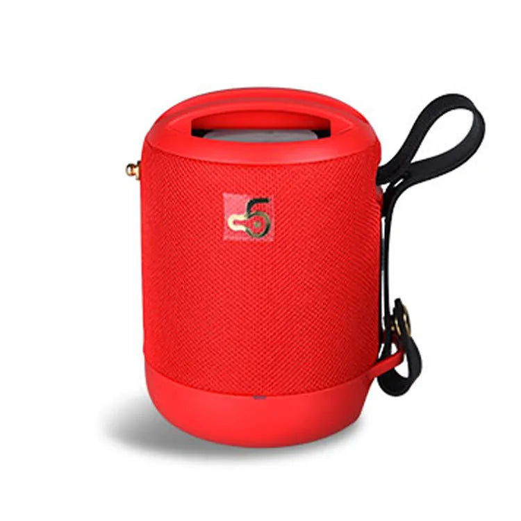 Waterproof portable Bluetooth speaker with leather texture in black, blue, camouflage, grey, or red colours