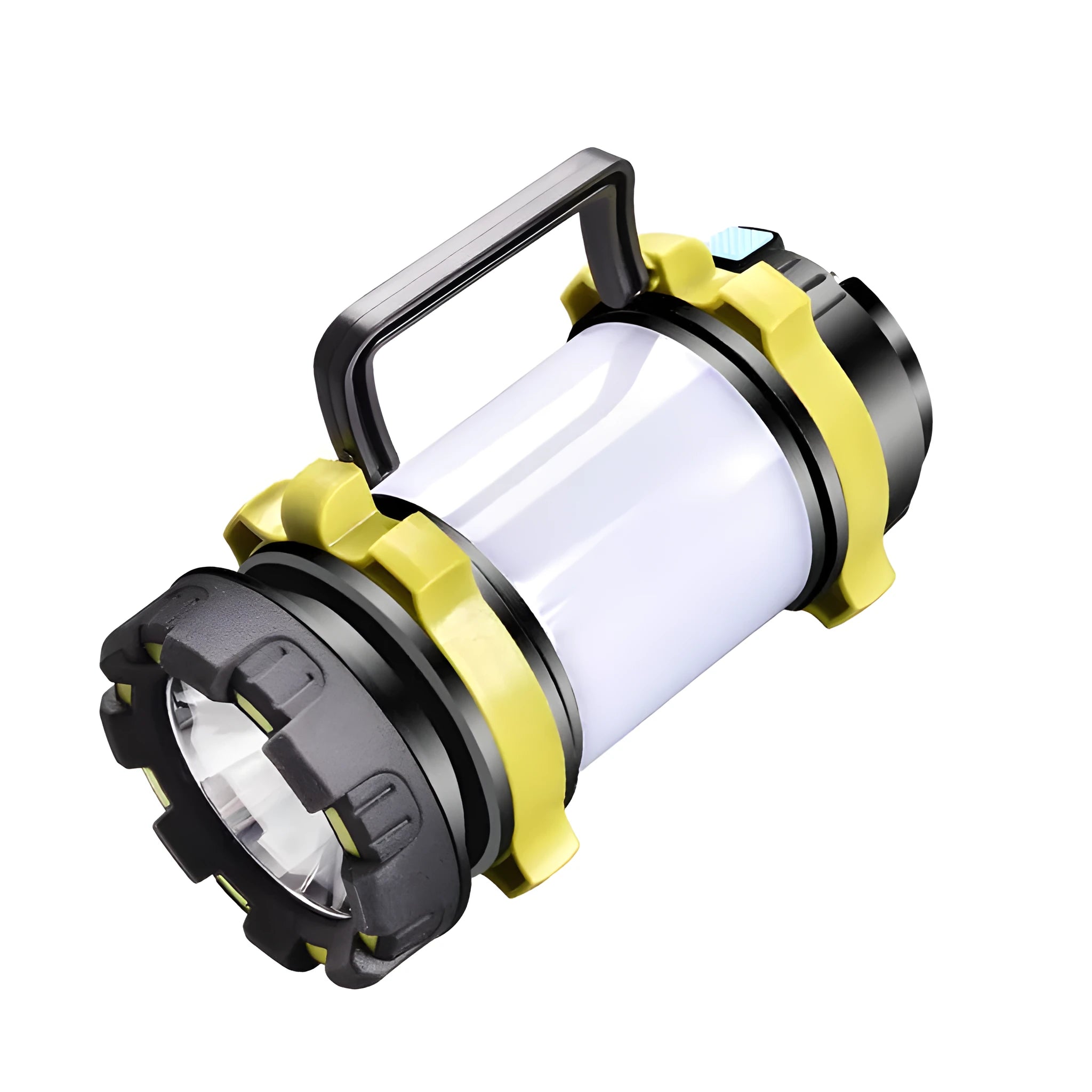 Green LED camping light with handle, USB charging, front T6 beads and side SMD lights