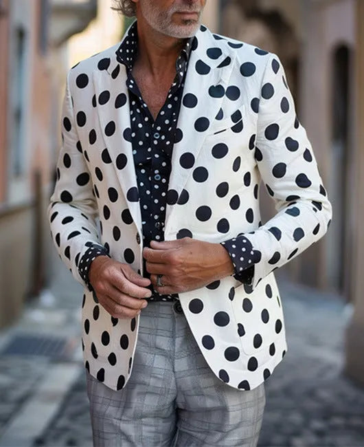 Men's slim fit two-button suit jacket with top-stitched pockets in black colour option