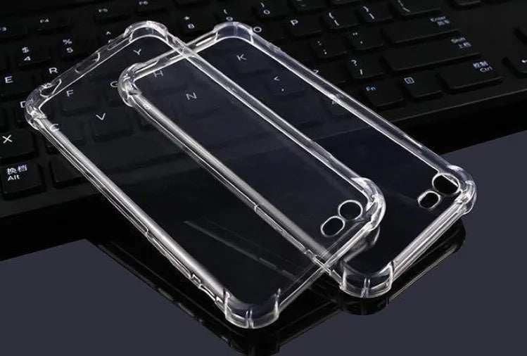 Clear transparent TPU iPhone case showing the phone's back through the material.