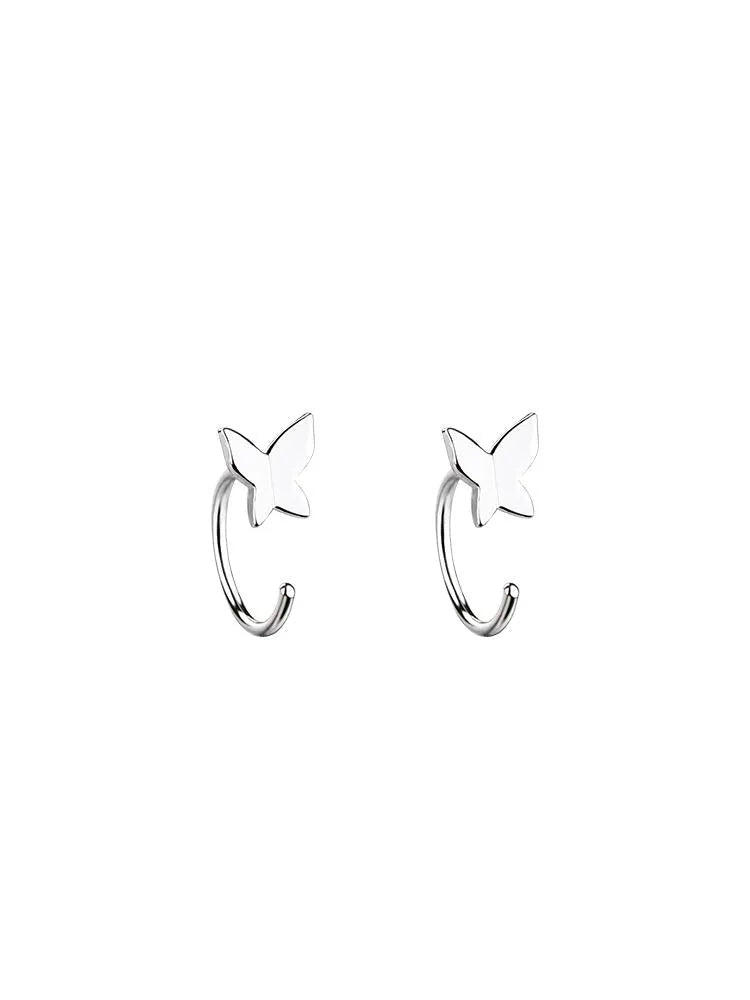 Pair of 925 silver butterfly stud earrings, 13x6mm, golden colour finish on grey background
