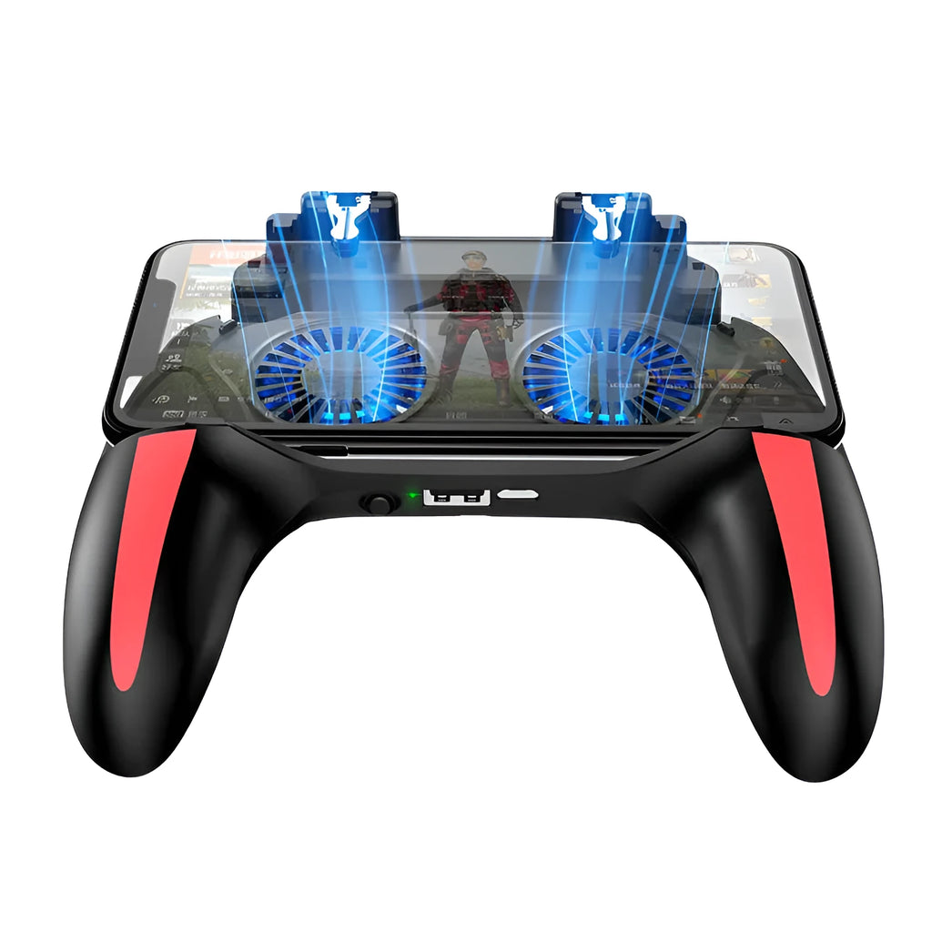 H10 mobile phone cooling fan attached to smartphone showing touch screen interface