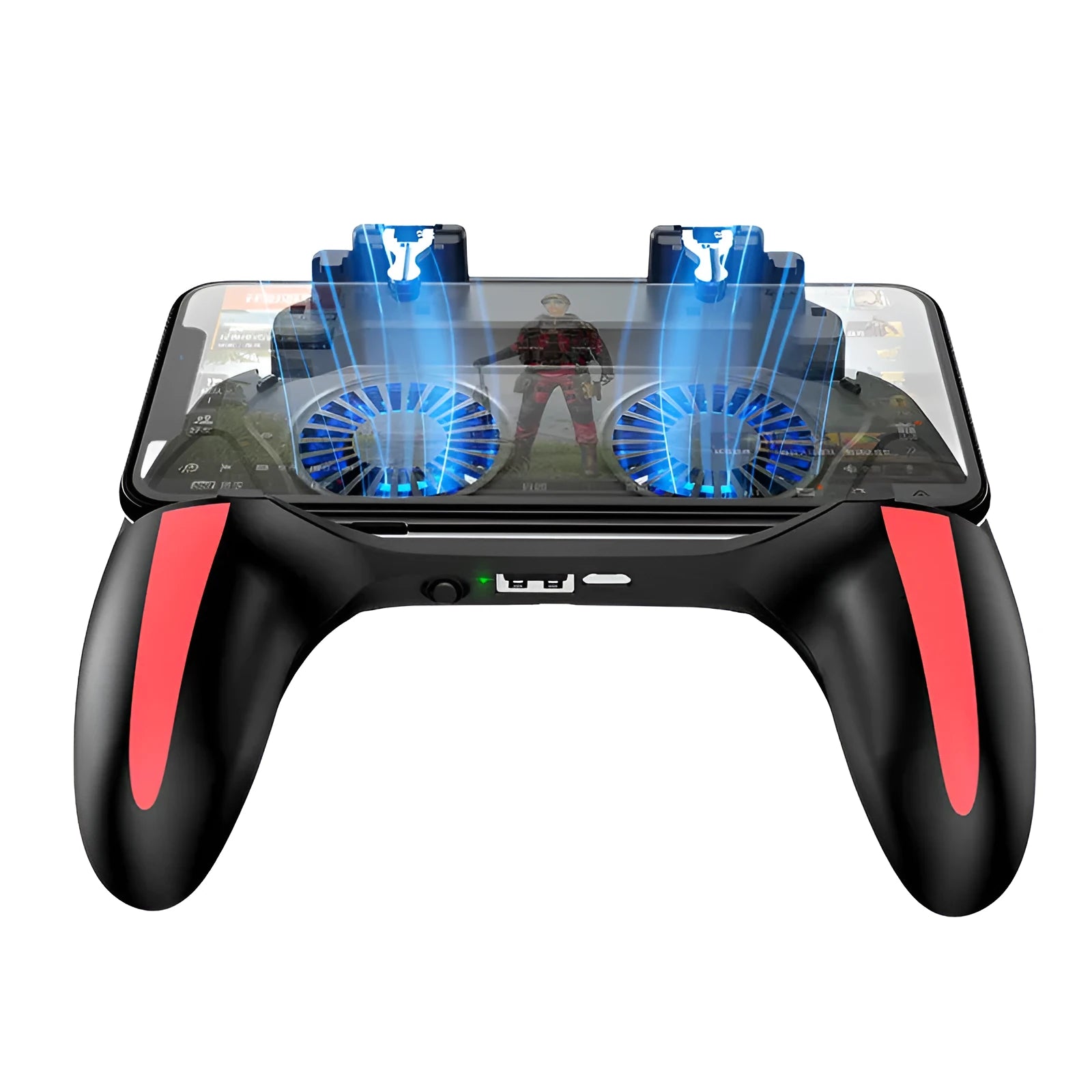 H10 mobile phone cooling fan attached to smartphone showing touch screen interface