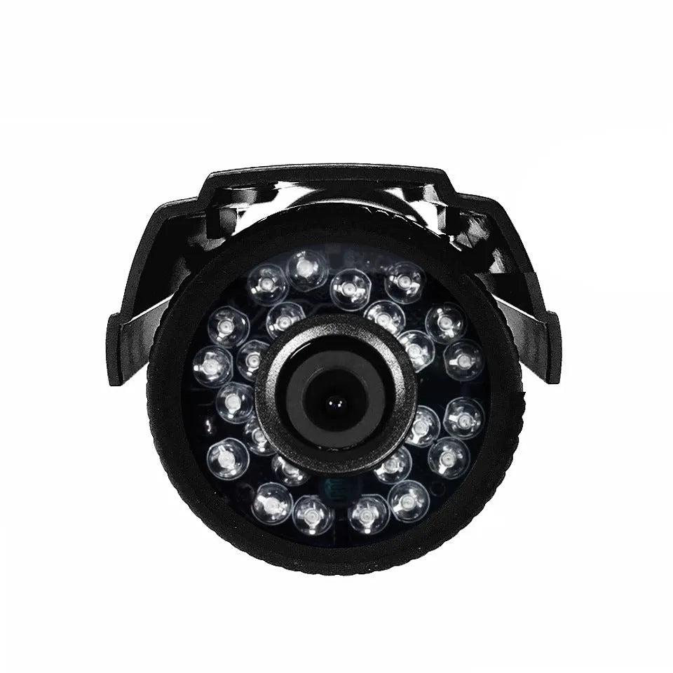 Black AHD HD waterproof security camera with infrared LEDs for night vision