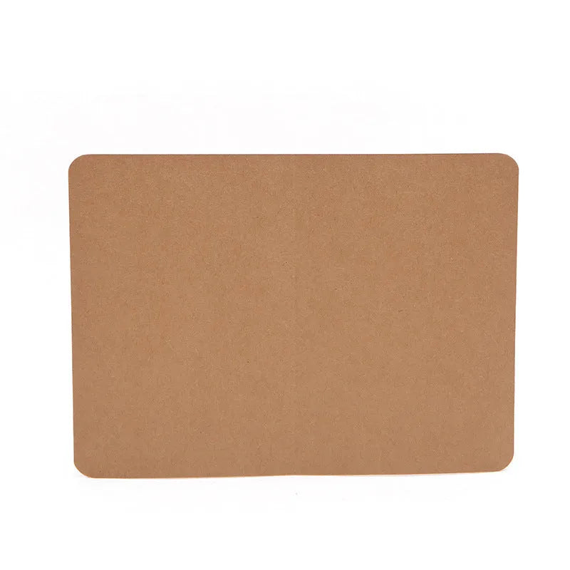Blank folded kraft card 10x15cm in cowhide colour, packed in a stack of 100 for stationery use