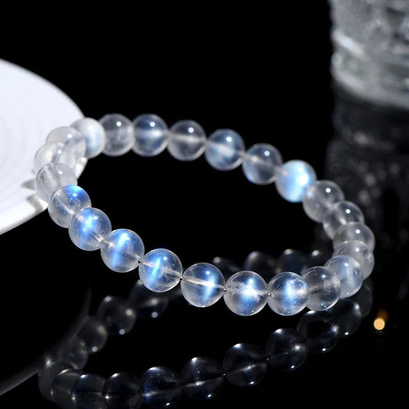 Blue Moonlight natural cream crystal bracelet with polished finish and unisex design