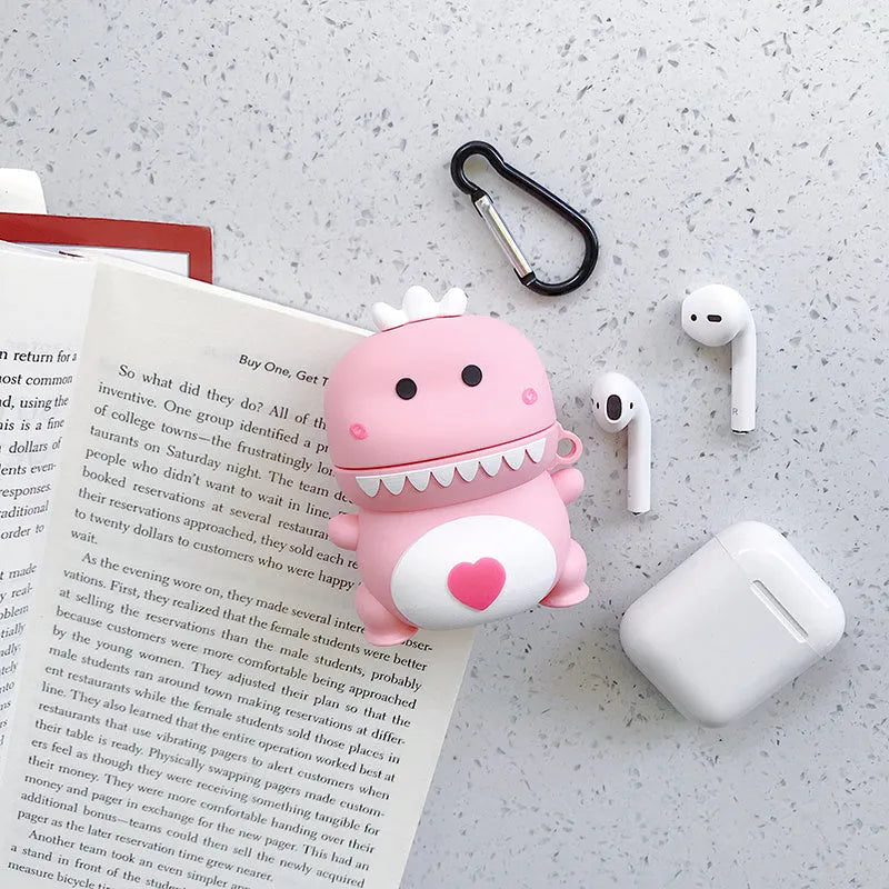 Cartoon animal design silicone case for AirPods 1 and 2 generation in multiple colour options