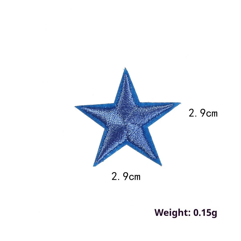 Colourful five-pointed star cloth embroidery labels for DIY clothing decoration.