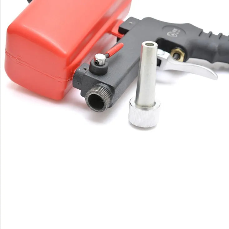 Portable pneumatic sandblasting gun with blue housing and 6.5mm nozzle