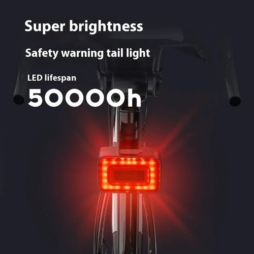 Radar detection bicycle taillight with double bracket mounting system showing multiple lighting modes