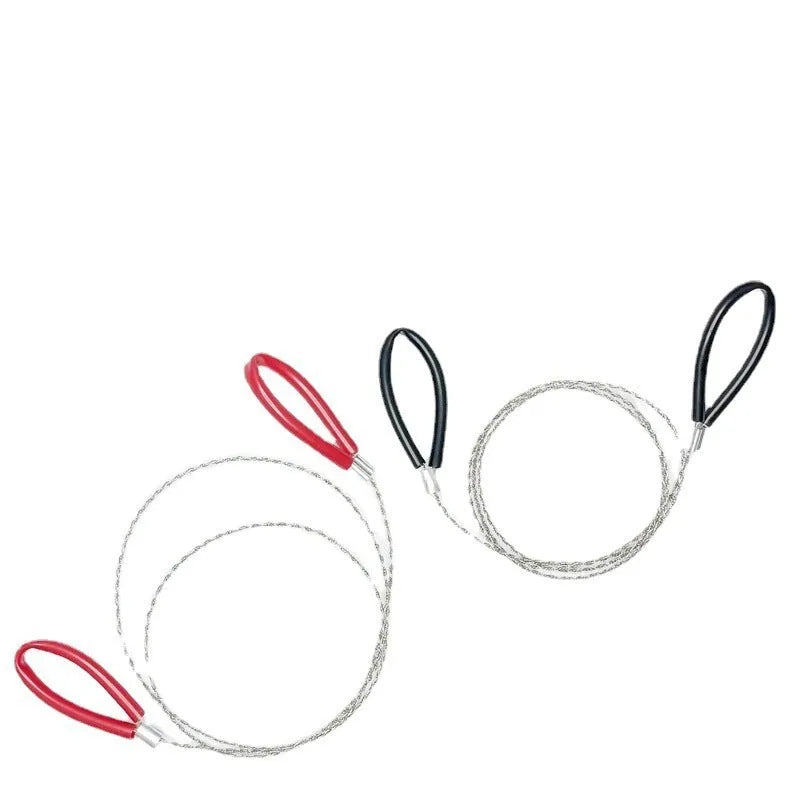German stainless steel survival wire saw with black and red colour options, 75cm total length