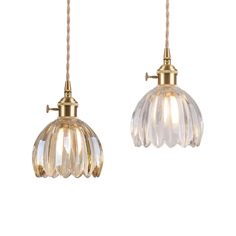 Vintage glass flower chandelier with Nordic design in amber colour for bedroom ceiling mounting
