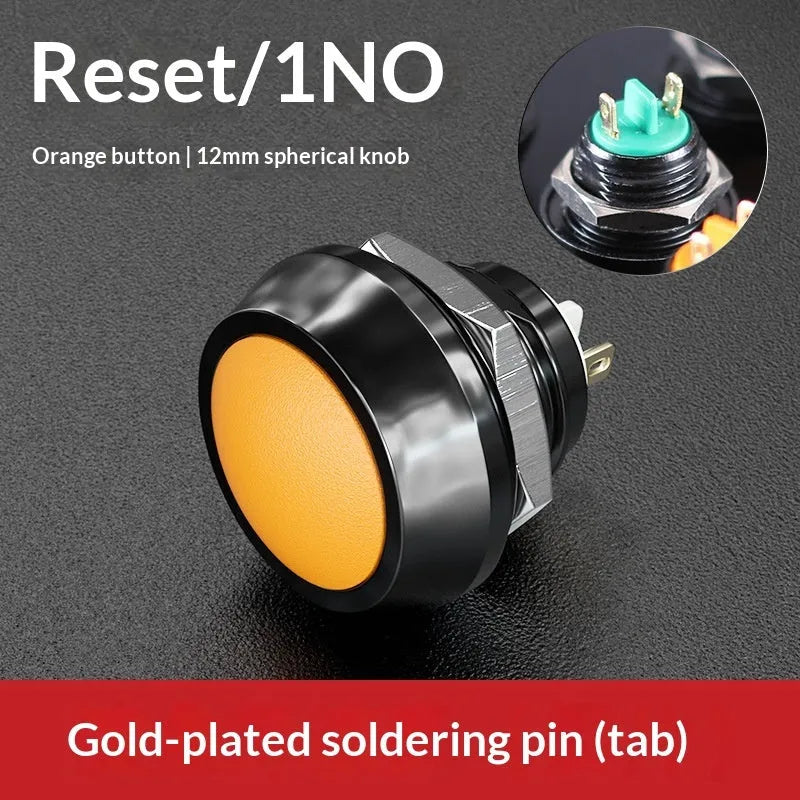 12mm spherical head self-resetting push button switch with silver-plated contacts and waterproof protection