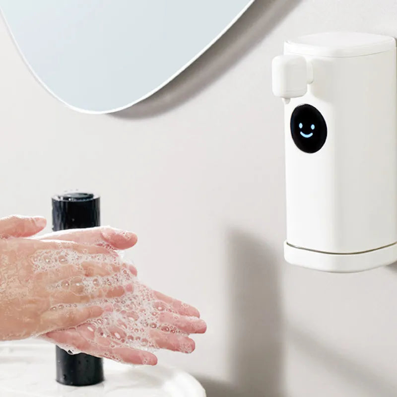 Smile automatic hand washing machine white wall hanging foam induction for hands and mobile phones