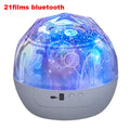 Cartoon-style Bluetooth starry sky projector showing cosmic light projection on a wall.